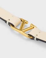 Image 5 of 6: Valentino Garavani Leather V-Logo Bracelet