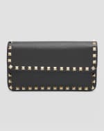 Image 1 of 6: Valentino Garavani Rockstud Leather Wallet on Chain