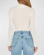 Image 4 of 6: FRAME Stretch Mesh Lace Turtleneck