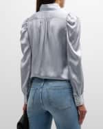 Image 5 of 6: FRAME Gillian Long-Sleeve Silk Top