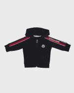 Image 1 of 3: Moncler Boy's Logo-Print Striped Hoodie, Size 6M-3