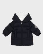 Image 1 of 3: Moncler Boy's Marat Striped Trim Long Parka, Size 12M-3