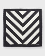 Image 2 of 3: Valentino Garavani Chevron Wool-Silk Square Scarf