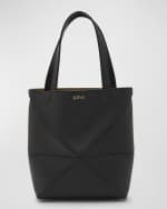 Image 1 of 6: Loewe Puzzle Fold Mini Tote Bag in Shiny Leather
