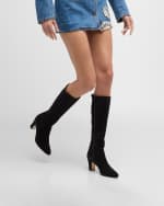 Image 2 of 5: Manolo Blahnik Pitana Suede Block-Heel Knee Boots