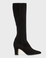 Image 1 of 5: Manolo Blahnik Pitana Suede Block-Heel Knee Boots