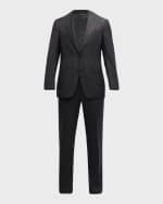 Image 1 of 6: Canali Men's Solid Wool Tic Suit
