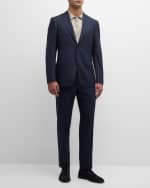 Image 2 of 6: Canali Men's Tonal Check Wool Suit