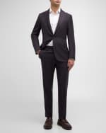 Image 2 of 6: Canali Men's Tonal Check Wool Suit