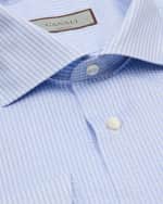 Image 2 of 2: Canali Men's Micro-Check Cotton Dress Shirt