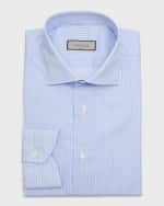 Image 1 of 2: Canali Men's Micro-Check Cotton Dress Shirt