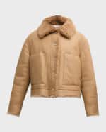 Image 2 of 6: ANNE VEST Beth Leather Jacket with Shearling Lining