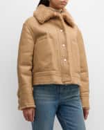 Image 1 of 6: ANNE VEST Beth Leather Jacket with Shearling Lining