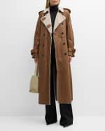 Image 2 of 6: ANNE VEST Stella Belted Leather Trench Coat with Shearling Lining