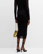 Image 3 of 5: Fuzzi Ruched Tulle Pencil Midi Skirt
