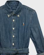 Image 3 of 5: Ralph Lauren Childrenswear Girl's Denim Belted Shirt Dress, Size 7-14