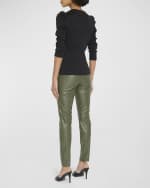 Image 3 of 6: Veronica Beard Debbie Skinny-Leg Cropped Vegan Leather Pants