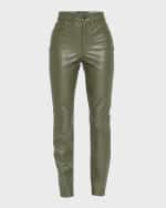 Image 1 of 6: Veronica Beard Debbie Skinny-Leg Cropped Vegan Leather Pants
