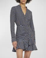 Image 5 of 6: Veronica Beard Sherry Plaid Snap-Front A-Line Mini Dress
