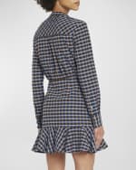 Image 4 of 6: Veronica Beard Sherry Plaid Snap-Front A-Line Mini Dress