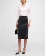 Image 5 of 6: Enza Costa Soft Vegan Leather Pencil Skirt
