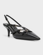 Image 5 of 6: Miu Miu Patent Buckle-Trio Slingback Pumps