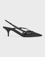 Image 1 of 6: Miu Miu Patent Buckle-Trio Slingback Pumps