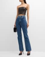 Image 5 of 6: Salon 1884 Lara Leather Strapless Crop Bustier Top