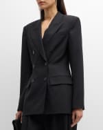 Image 3 of 6: Salon 1884 Emin Strong-Shoulder Double-Breasted Blazer Jacket