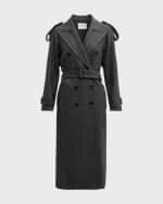 Image 1 of 6: Salon 1884 Larkin Houndstooth Belted Wool Trench Coat