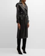 Image 5 of 6: Salon 1884 Filippa Belted Leather Long Trench Coat
