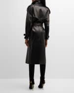 Image 3 of 6: Salon 1884 Filippa Belted Leather Long Trench Coat