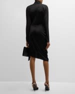 Image 3 of 6: Salon 1884 Elana Draped Wrap-Waist Long-Sleeve Dress