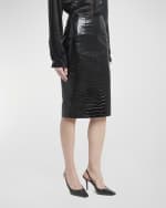 Image 2 of 5: Versace Croc-Embossed Patent Leather Pencil Skirt