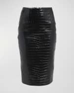 Image 1 of 5: Versace Croc-Embossed Patent Leather Pencil Skirt
