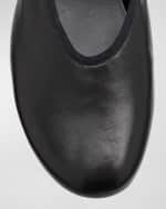 Image 4 of 6: THE ROW Boheme Leather Mary Jane Ballerina Flats