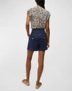 Image 3 of 5: Veronica Beard Ayan Floral Flutter-Sleeve Top