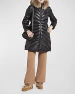 Image 2 of 6: Moncler Chandre Long Puffer Coat with Removable Shearling Trim