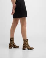 Image 2 of 6: Stuart Weitzman Flareblock Leopard Print Leather Ankle Boots