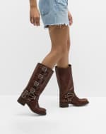 Image 2 of 6: Miu Miu Leather Harness Buckle Biker Boots