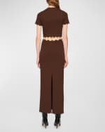 Image 2 of 4: CLEA Tilda Scallop-Trim Knit Midi Skirt