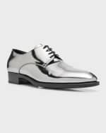 Image 4 of 5: Saint Laurent Men's Adrien 25 Metallic Leather Derby Shoes