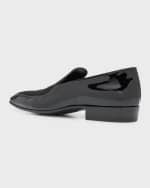 Image 2 of 5: Saint Laurent Men's Gabriel Patent Leather and Satin Loafers