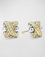 Image 1 of 5: LAGOS Embrace Sterling Silver and 18K Gold Diamond Stud Earrings, 8mm
