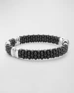 Image 5 of 5: LAGOS Three-Station Black Caviar Bracelet with Diamonds, 9mm