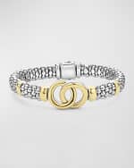 Image 1 of 5: LAGOS Sterling Silver 18K Signature Caviar Interlock Bracelet, 9mm