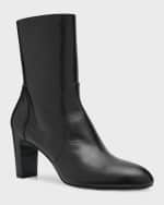 Image 5 of 6: Stuart Weitzman Vida Leather Block-Heel Booties