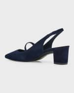 Image 3 of 6: Stuart Weitzman Suede Mary Jane Slingback Pumps
