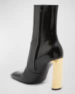 Image 3 of 6: Saint Laurent Auteuil Leather Metal-Heel Booties