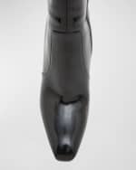 Image 4 of 6: Saint Laurent Auteuil Leather Metal-Heel Booties